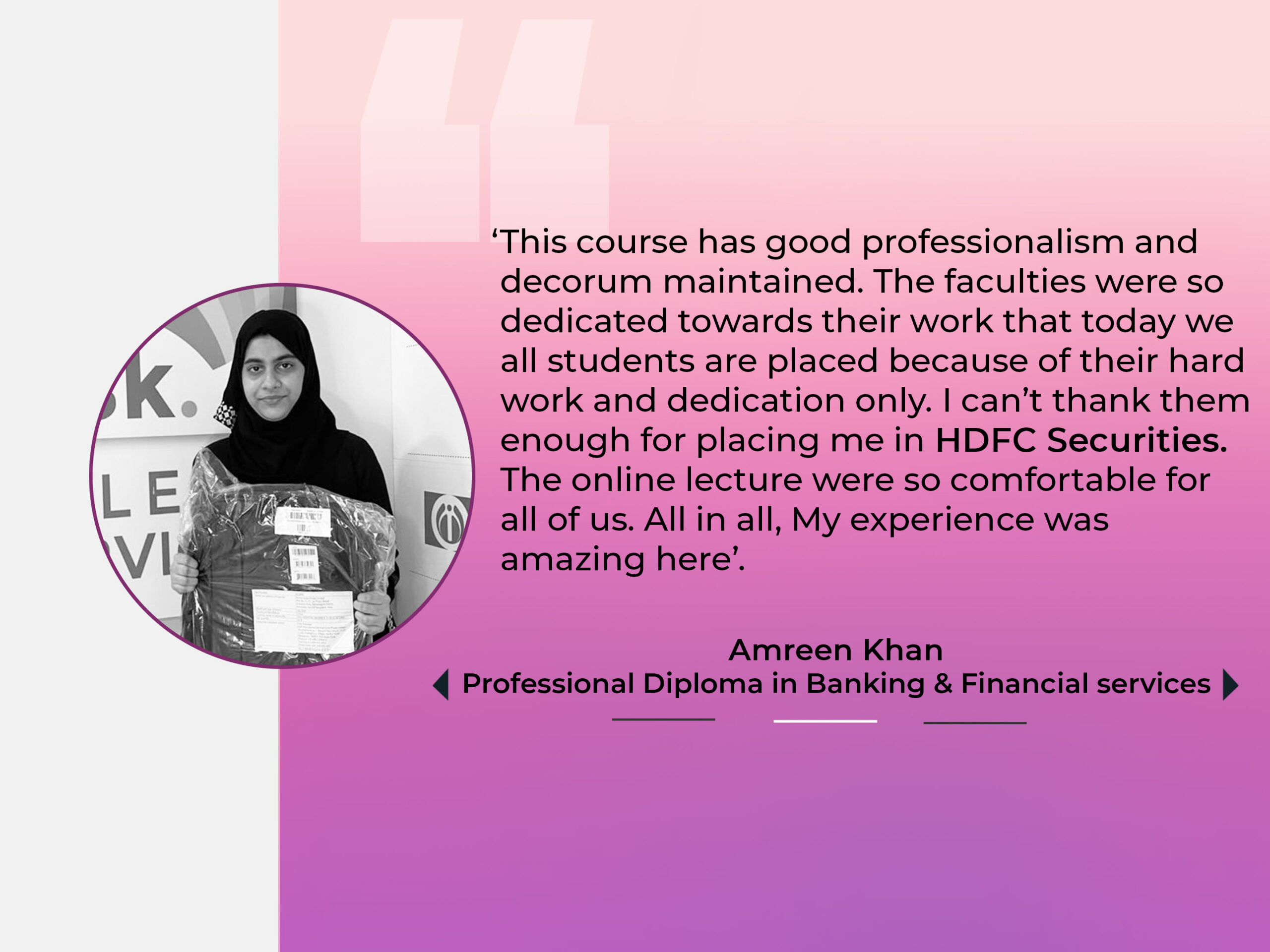 amreen khan- BFSI course student