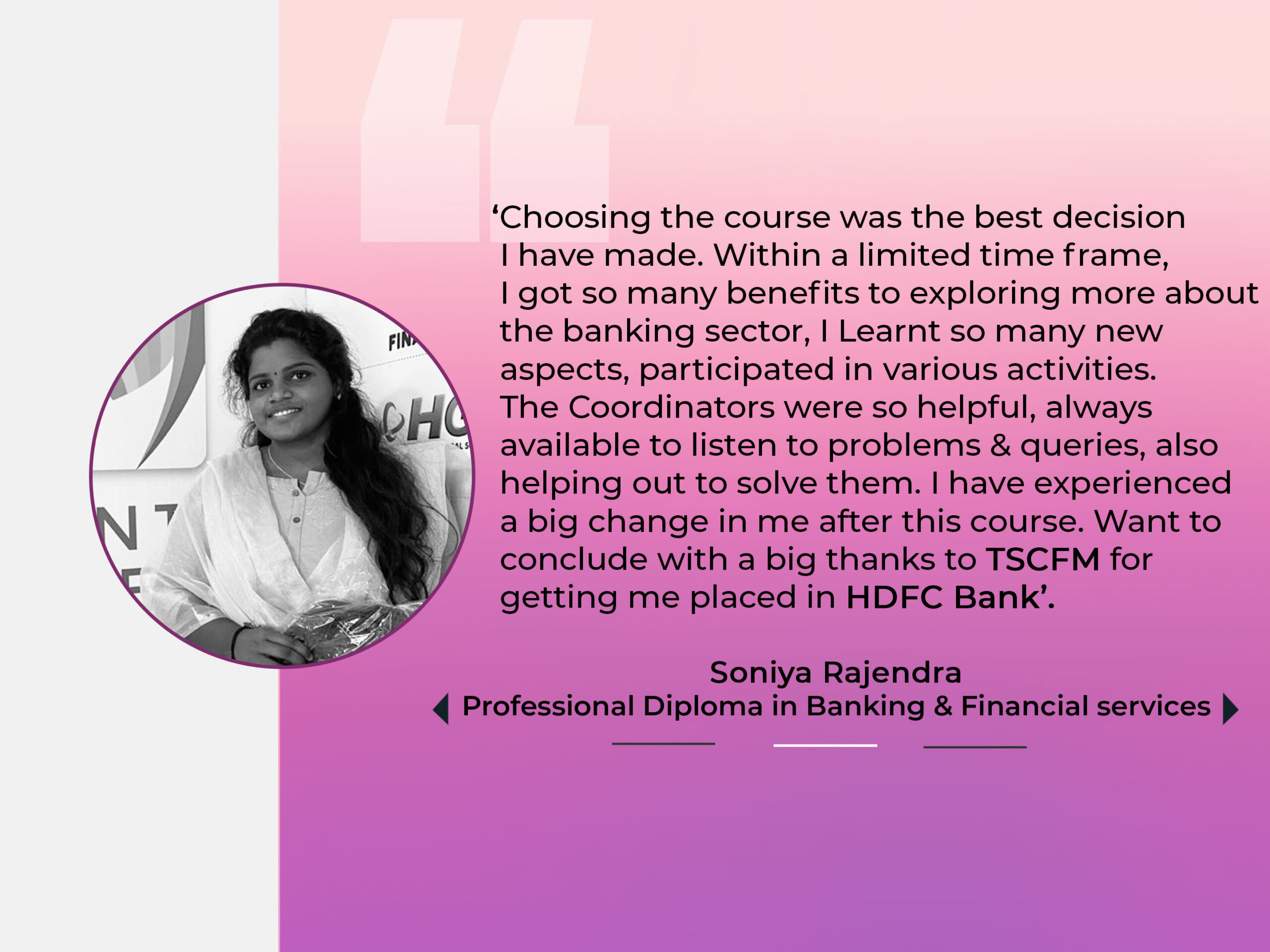 Soniya rajendra - TSCFM banking student